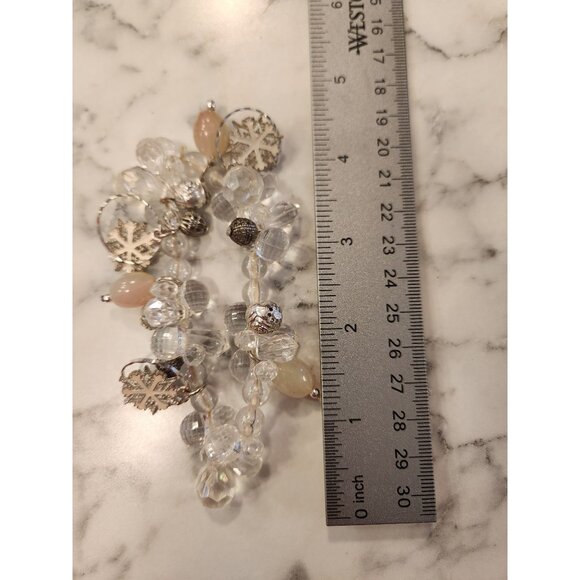 Snowflake Charm & Bead Stretch Bracelet - Picture 2 of 2